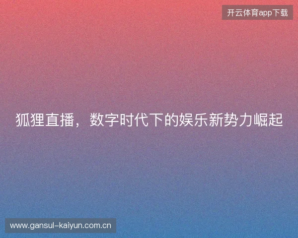 狐狸直播，数字时代下的娱乐新势力崛起
